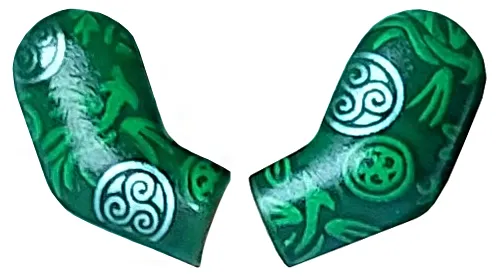 Arm, (Matching Left and Right) Pair with Silver and Bright Green Circles and Filigree Pattern