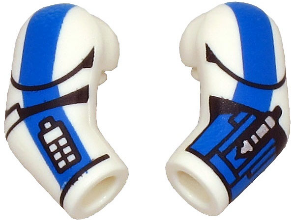 Arm, (Matching Left and Right) Pair with Armor Panels, Blue Stripes, Compad and Gauntlet with Rocket Launcher with Silver Rocket Pattern