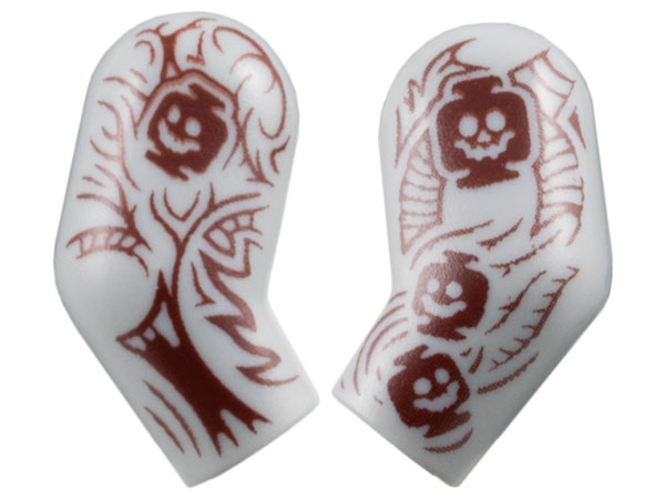 Arm, (Matching Left and Right) Pair with Dark Red Tattoo Sleeves with Skeleton Heads Pattern