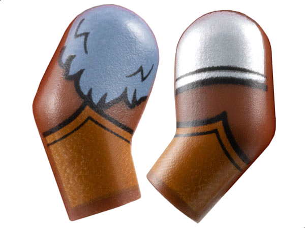 Arm, (Matching Left and Right) Pair with Silver Armor, Sand Blue Fur and Dark Orange Gauntlets Pattern