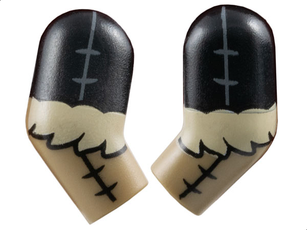 Arm, (Matching Left and Right) Pair with Molded Black Short Sleeves and Printed Stitching and Tan Fur Pattern