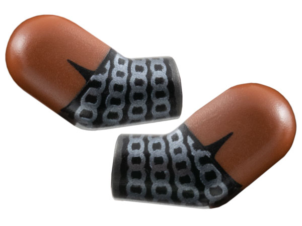 Arm, (Matching Left and Right) Pair with Molded Reddish Brown Short Sleeves and Printed Black and Silver Chain Mail Pattern