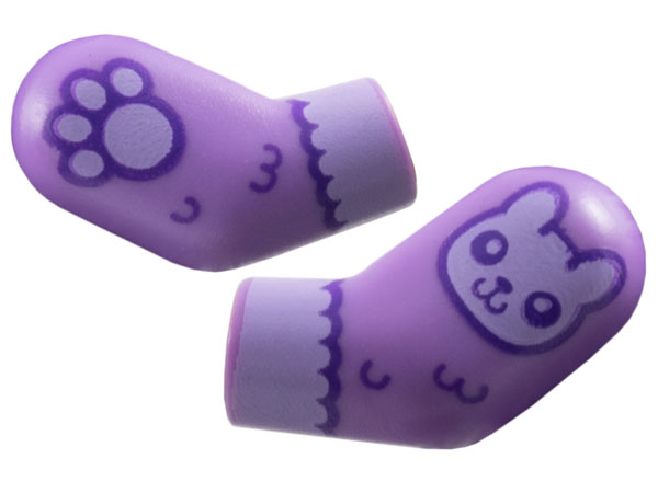 Arm, (Matching Left and Right) Pair with Dark Purple and Lavender Cuffs, Rabbit Head, and Paw Print Pattern