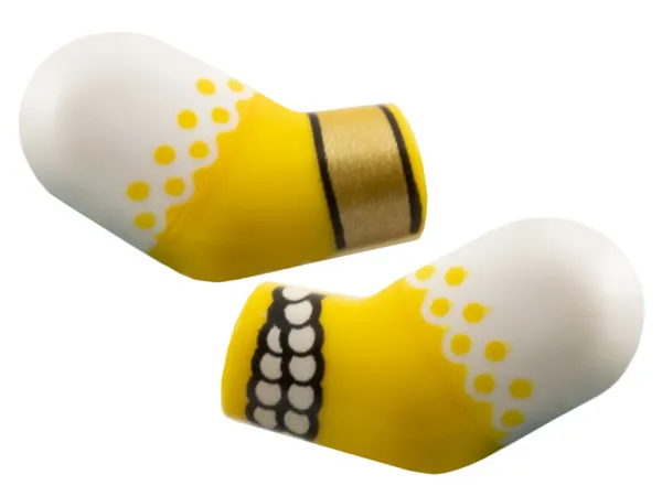 Arm, (Matching Left and Right) Pair with Molded White Short Sleeves and Printed Yellow Dots and Bracelets Pattern
