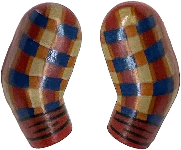 Arm, (Matching Left and Right) Pair with Dark Tan, Dark Blue and Dark Orange Plaid Shirt and Black Wrinkled Cuffs Pattern