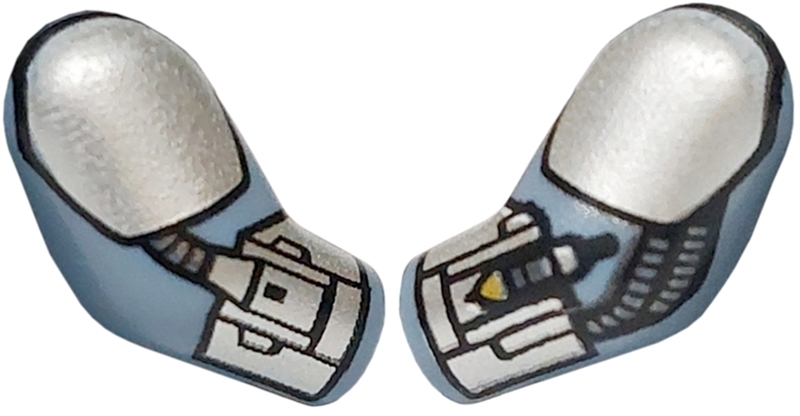 Arm, (Matching Left and Right) Pair with Silver Shoulders, Armor Plates, Cuffs and Hoses Pattern