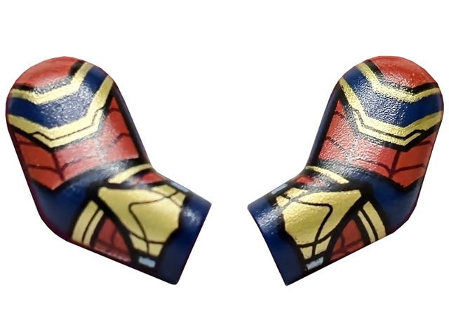Arm, (Matching Left and Right) Pair with Gold and Red Armor, Dark Red Webs Pattern
