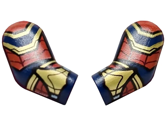 Arm, (Matching Left and Right) Pair with Gold and Red Armor, Dark Red Webs Pattern