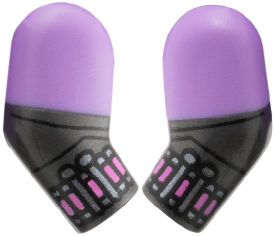 Arm, (Matching Left and Right) Pair with Molded Medium Lavender Short Sleeves and Printed Dark Silver Web Slingers Pattern