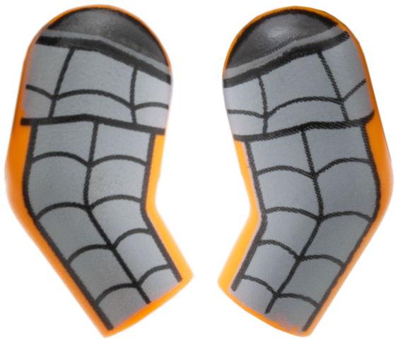 Arm, (Matching Left and Right) Pair with Dark Bluish Gray Armor and Black Webbing Pattern