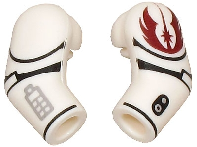 Arm, (Matching Left and Right) Pair with Black Lines, Dark Red Jedi Crest and Light Bluish Gray Compad Pattern