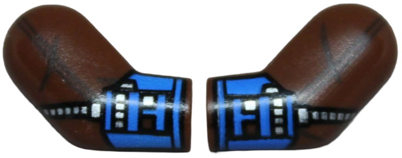 Arm, (Matching Left and Right) Pair with Blue Gauntlets and Silver Hoses Pattern