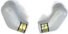 Arm, (Matching Left and Right) Pair with Gold Bracelets with Dark Turquoise Lines Pattern