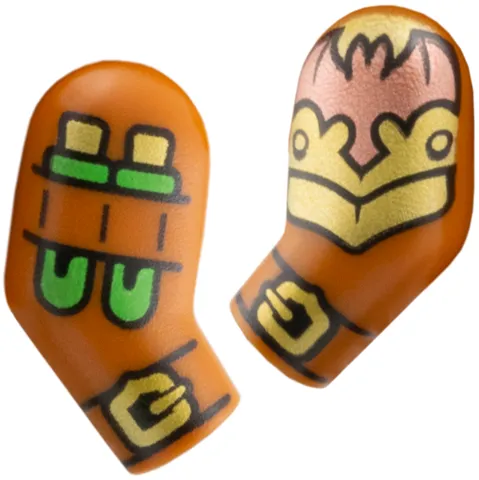 Arm, (Matching Left and Right) Pair with Gold Buckles and Armor with Copper Bat, Bright Green Vials Pattern