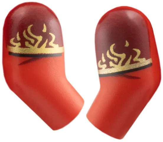 Arm, (Matching Left and Right) Pair with Dark Red Shoulder, Gold Flames Pattern