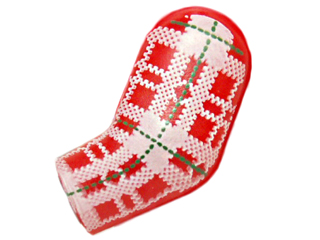 Arm, Left with Plaid Shirt with Green Dotted Lines Pattern