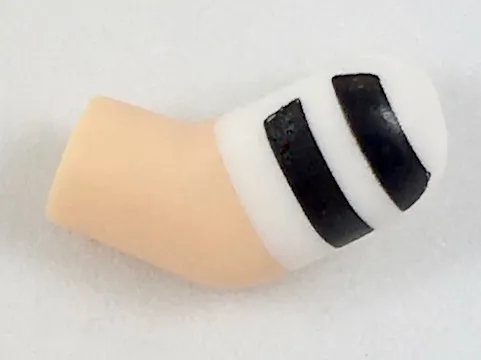 Arm, Left with White Short Sleeve with 2 Black Stripes Pattern