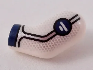 Arm, Left with Dark Blue Cuff, Water Symbol on Circle, Silver Trim and Dots Pattern