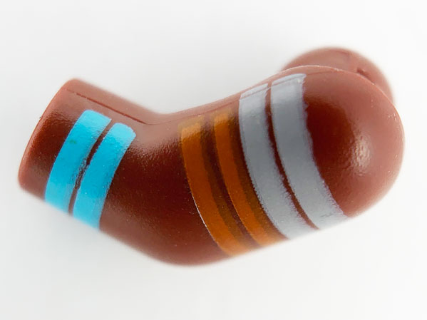 Arm, Left with Light Bluish Gray, Orange and Medium Azure Stripes Pattern