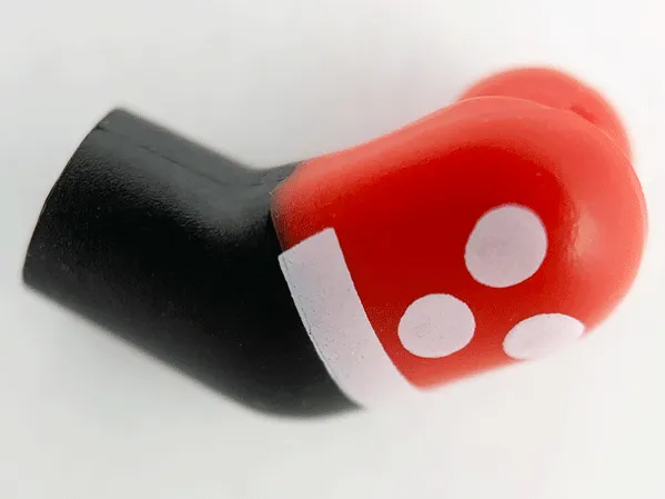 Arm, Left with Molded Red Short Sleeve and Printed White Dots and Cuff Pattern