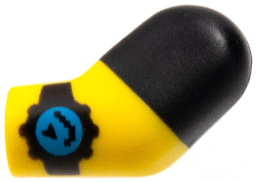 Arm, Left with Molded Black Short Sleeve and Printed Dark Azure Watch Pattern