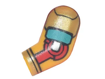 Arm, Left with Armor with Gold and Dark Turquoise Plates, Red Elbow Joint Pattern