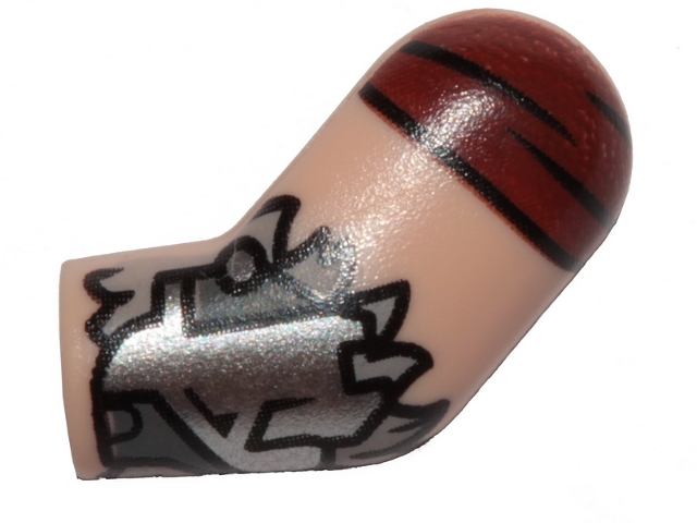 Arm, Left with Reddish Brown Sleeve, Silver and Dark Bluish Gray Armor Plates and Light Bluish Gray Fur Trim Pattern