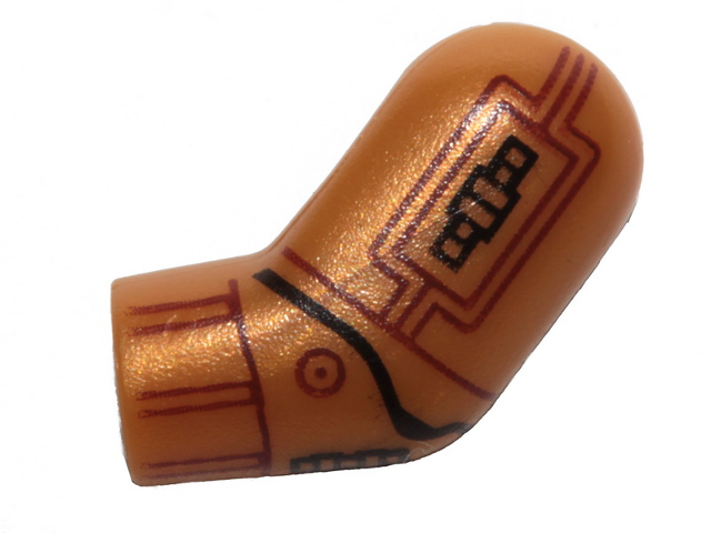 Arm, Left with SW C-3PO Reddish Brown and Black Lines and Shapes Pattern