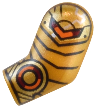 Arm, Left with Gold Armor Plates and Dark Red and Orange Circle and Chevron Pattern