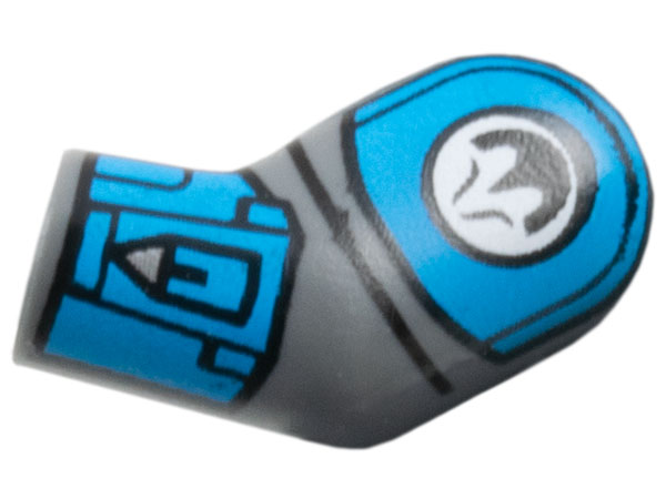 Arm, Left with Dark Azure Shoulder and Cuff, Black Nite Owl Logo Pattern