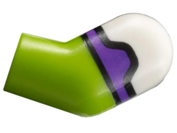 Arm, Left with Molded White Short Sleeve and Printed Black and Dark Purple Hem Pattern