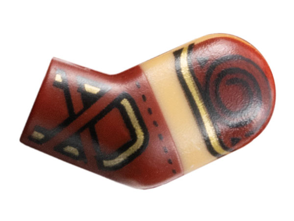 Arm, Left with Molded Medium Tan Short Sleeve and Printed Dark Red Shoulder, Gold Trim and Straps on Gauntlet Pattern