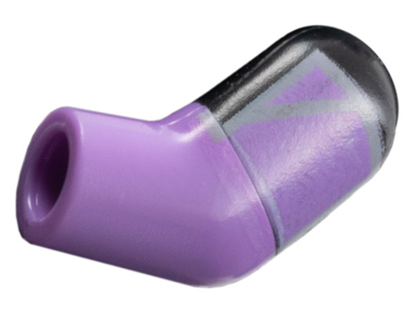 Arm, Left with Molded Black Short Sleeve and Printed Medium Lavender Shoulder Patch with Light Bluish Gray Lines Pattern