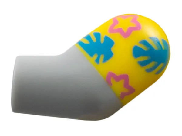 Arm, Left with Molded Yellow Short Sleeve and Printed Dark Azure Leaves and Dark Pink Stars Pattern