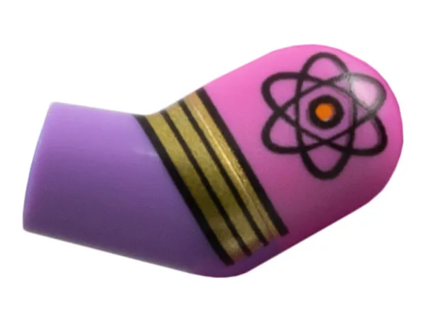 Arm, Left with Molded Dark Pink Short Sleeve and Printed Atom and Gold Stripes Pattern