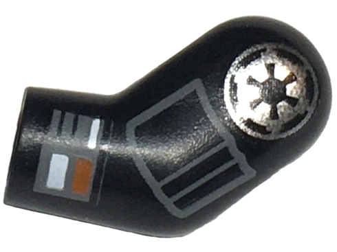 Arm, Left with Silver SW Imperial Logo and Dark Bluish Gray Pocket and Compad with White and Orange Rectangles Pattern