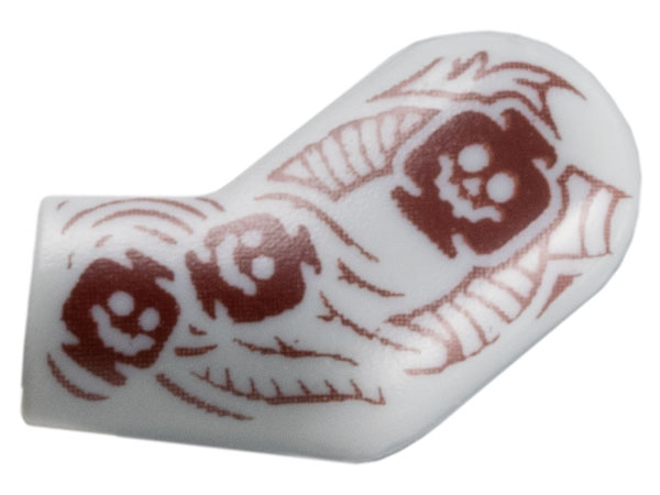Arm, Left with Dark Red Tattoo Sleeve with Skeleton Heads Pattern