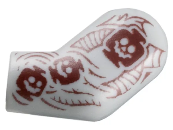 Arm, Left with Dark Red Tattoo Sleeve with Skeleton Heads Pattern