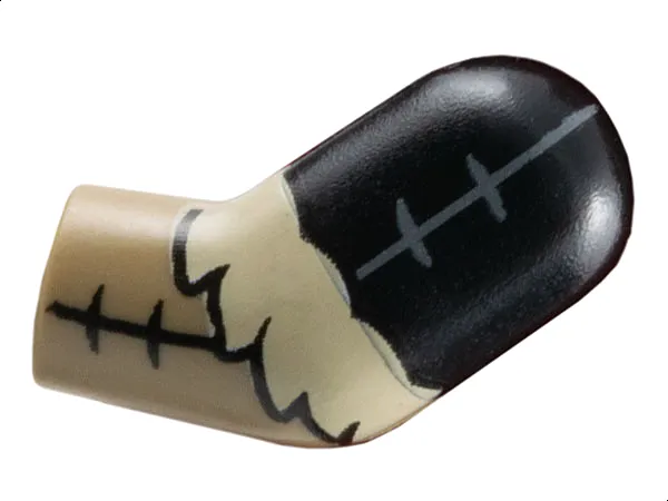 Arm, Left with Molded Black Short Sleeve and Printed Stitching and Tan Fur Pattern