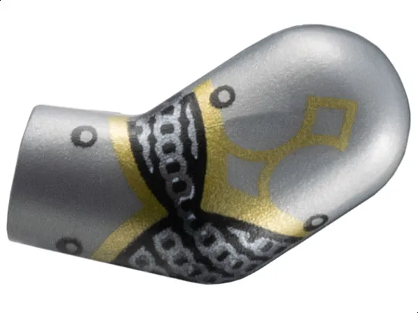 Arm, Left with Armor Plates, Dark Silver Chain Mail, Gold Trim and Black Rivets Pattern