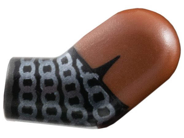 Arm, Left with Molded Reddish Brown Short Sleeve and Printed Black and Silver Chain Mail Pattern