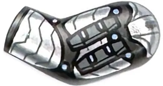 Arm, Left with Silver Armor Plates, Dark Bluish Gray Grenades and Bright Light Blue Dots Pattern