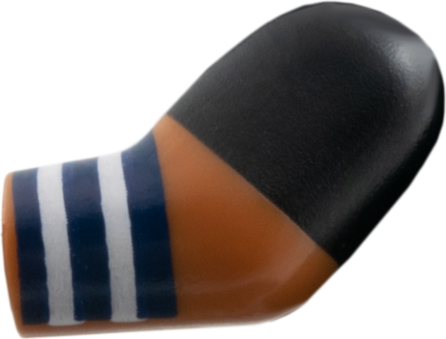 Arm, Left with Black Short Sleeve, Dark Blue and White Wristband Pattern