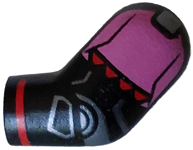 Arm, Left with Dark Pink Shoulder, Silver Armor, Red Cuff Pattern