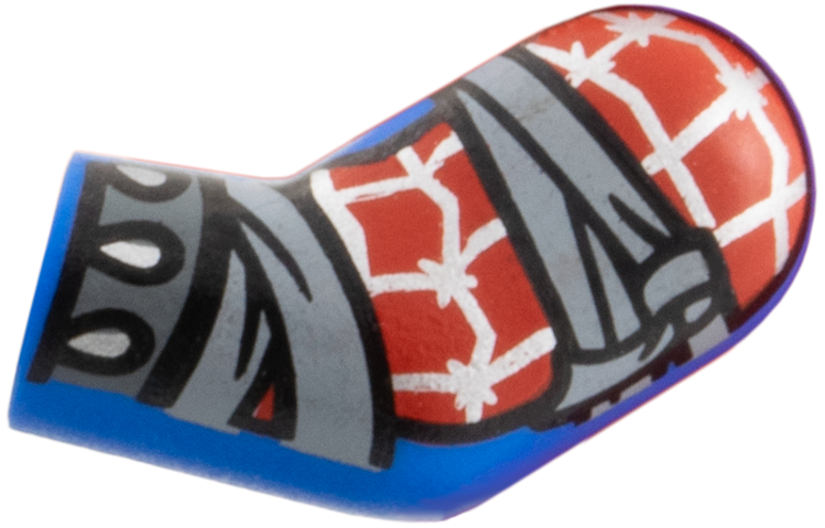 Arm, Left with Red Sleeve, Silver Webbing, Light Bluish Gray Wrappings, Dark Bluish Gray Cuff Pattern