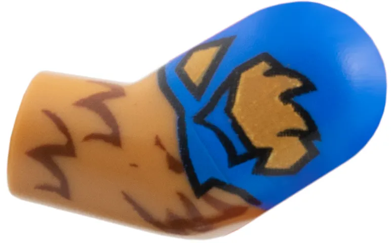Arm, Left with Molded Blue Short Sleeve and Printed Tear and Pointed Reddish Brown Fur Pattern
