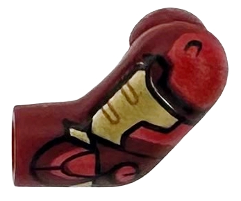 Arm, Left with Gold Armor Plates, Red Shoulder and Panels with Black Outlines Pattern