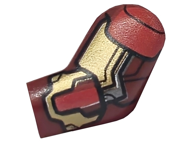 Arm, Left with Gold and Silver Armor Plates, Red Shoulder and Panels with Black Outlines Pattern