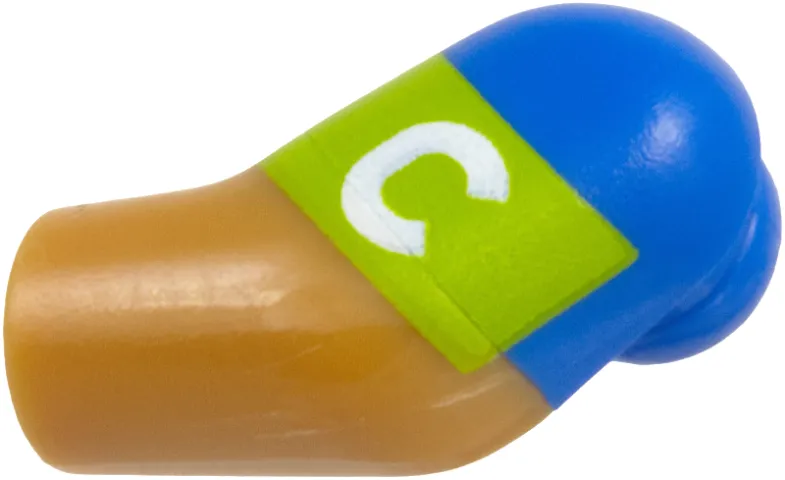 Arm, Left with Molded Blue Short Sleeve and Printed Lime Captain's Armband with White Capital Letter C Pattern