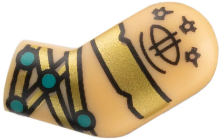 Arm, Left with Black Tattoo, Gold Band and Bracelets, Dark Turquoise Circles Pattern